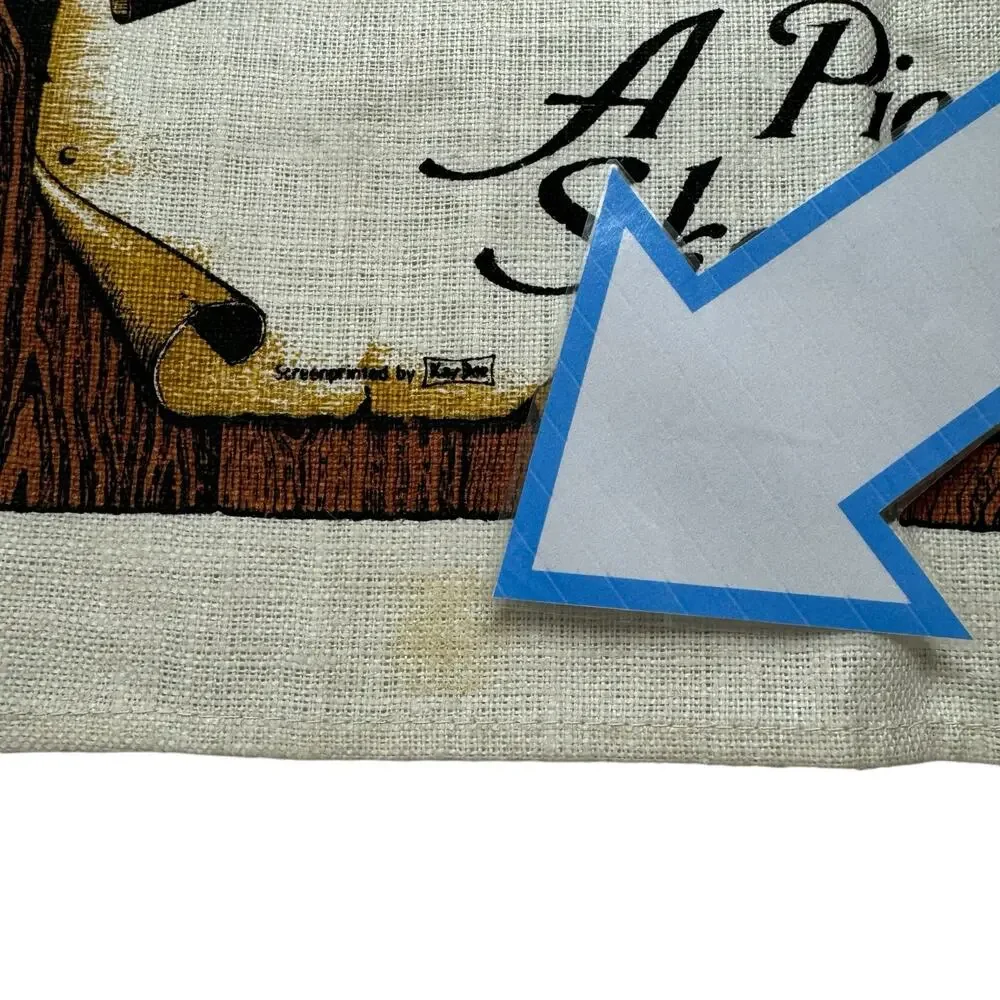 Vintage A Pioneer Sketchbook Linen Tea Towel Kay Dee Western Wagon Brown Tan